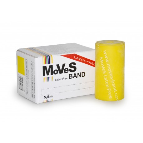 MoVeS-Band posilovací guma BEZ LATEXU - balení 5,5 m / žlutá / slabá